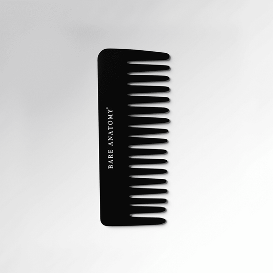 Handcrafted Wide Tooth Hair Comb For Detangling and Reduced Breakage - Black