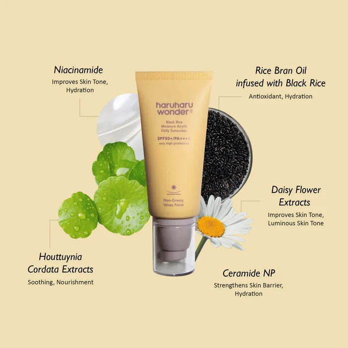 HARUHARU WONDER Black Rice Moisture Airyfit Daily Sunscreen SPF50+ PA++++ Very High Protection Unscented واقي الشمس بالرز الاسود