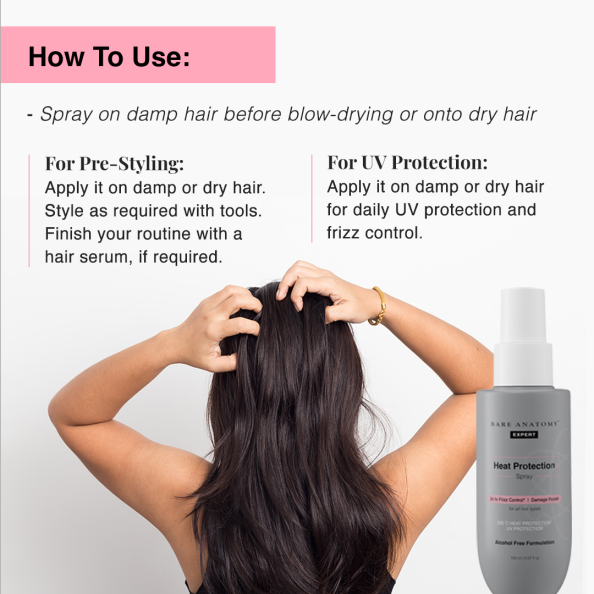 Heat Protection Hair Spray With 230°C Thermal Protection & Frizz Control - 150 ml
