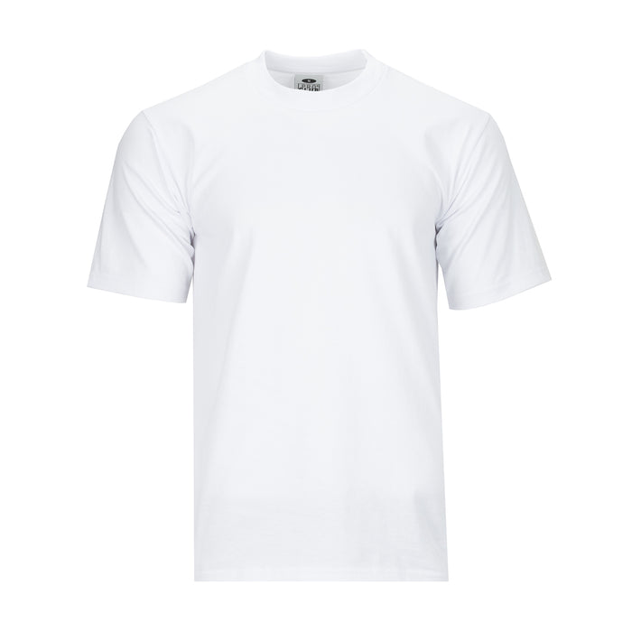 Men's white crew neck short-sleeve T-shirt, heavyweight knit