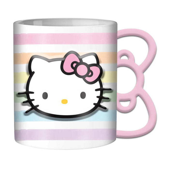 Hello Kitty Pastel Embossed Shaped Handle Ceramic Mug 20 oz