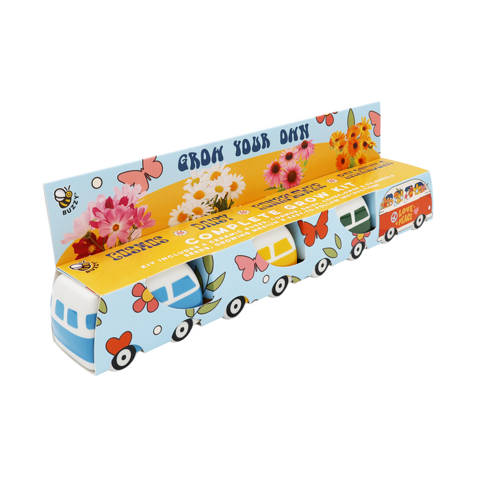 Hippie Bus Flower Grow Kit | Cosmos, Daisy, Coneflower, Calendula (Set of 4)