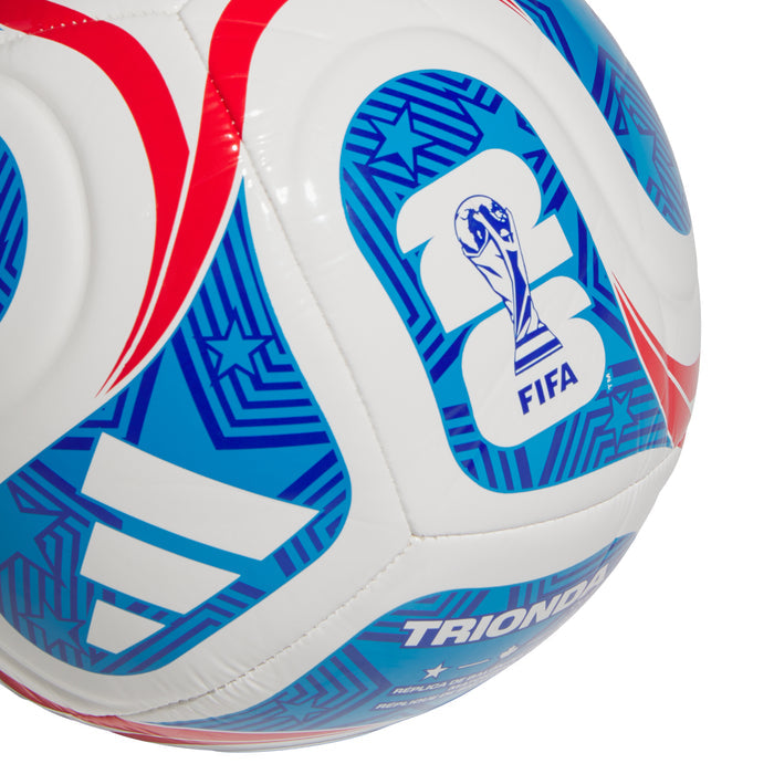 Host Nations Americana Club ball close-up, FIFA player icon and TRIONDA text on white/blue