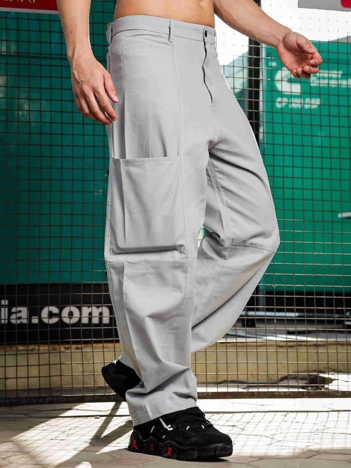 House Of Koala Oversized fit Grey Baggy Cargo Trousers