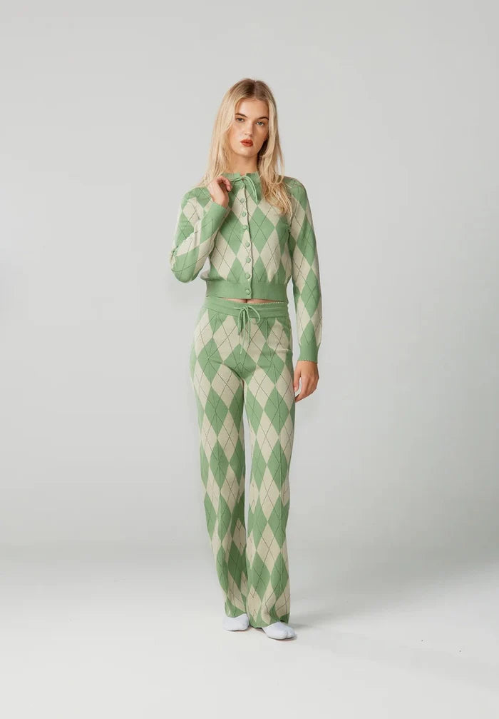 House Of Sunny - Argyle Lounge Cardigan - Marcha - Pulls et Sweats - VOL2649