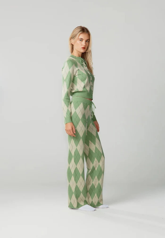 House Of Sunny - Argyle Lounge Cardigan - Marcha - Pulls et Sweats - VOL2649