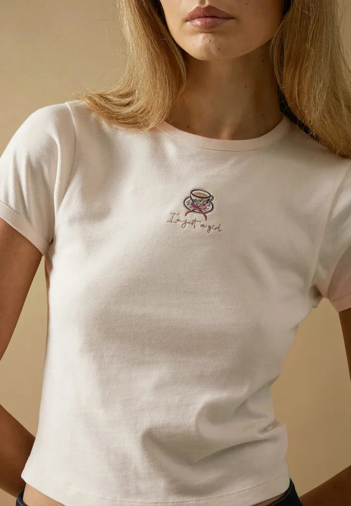 House Of Sunny - Im Just A Girl Baby Tee - Blush - Tops - VOL2766