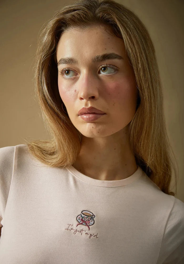 House Of Sunny - Im Just A Girl Baby Tee - Blush - Tops - VOL2766