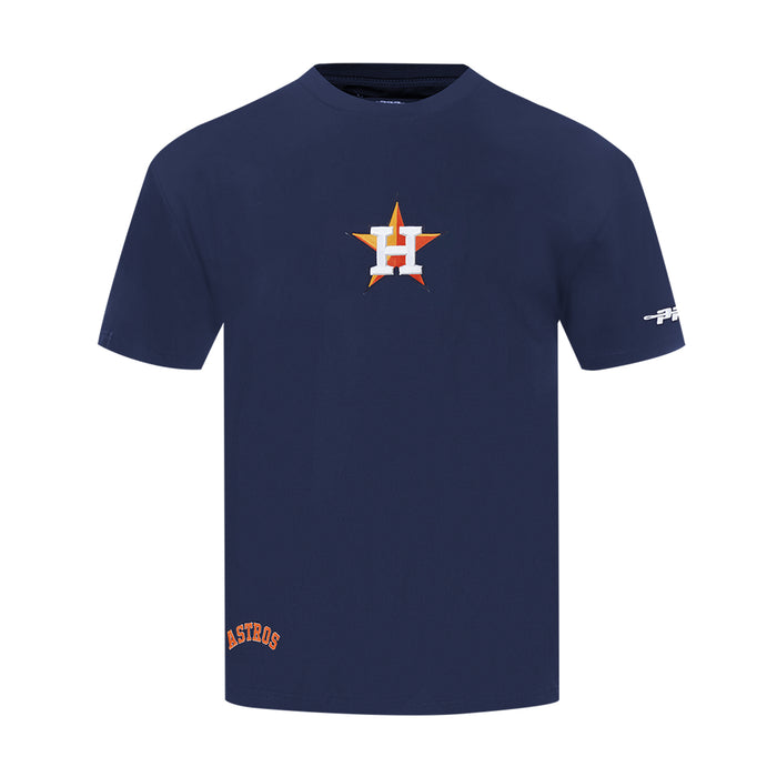 Men's navy Houston Astros tee with orange and white H logo on front