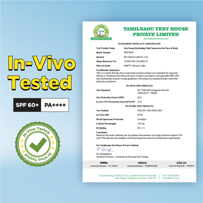 Hydrating Fluid Sunscreen  for Face & Body | SPF 60 PA++++| In-Vivo Tested - 125 ml