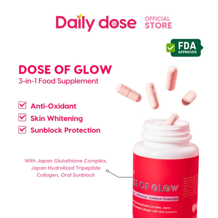 icon video play     icon arrow left boldicon arrow right bold Share:   Favorite (6.2K) Simply HUE | Daily Dose - Dose Of Glow Triple Glutathione Capsules