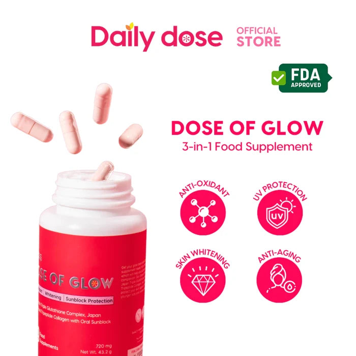 icon video play     icon arrow left boldicon arrow right bold Share:   Favorite (6.2K) Simply HUE | Daily Dose - Dose Of Glow Triple Glutathione Capsules