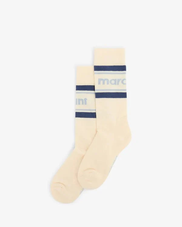 Isabel Marant - Dona Chaussettes - Ecru/bleu - Accessoires - CT003JHA-D1K01J