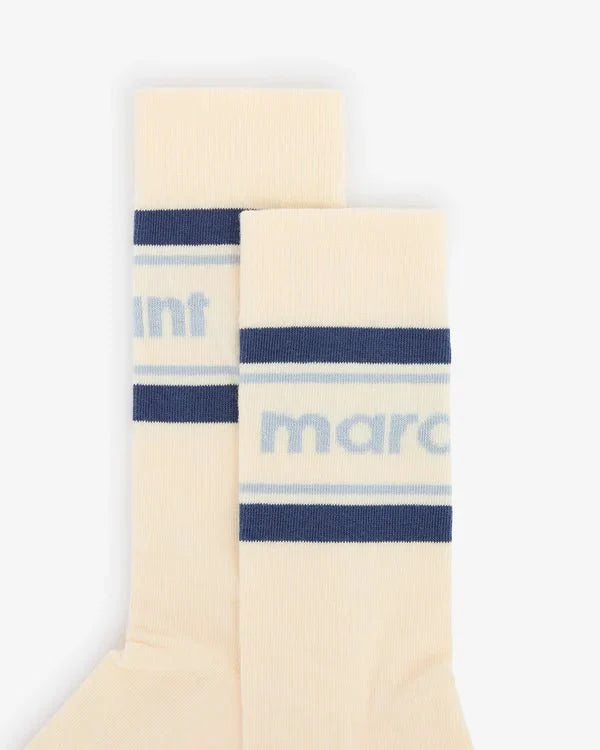 Isabel Marant - Dona Chaussettes - Ecru/bleu - Accessoires - CT003JHA-D1K01J
