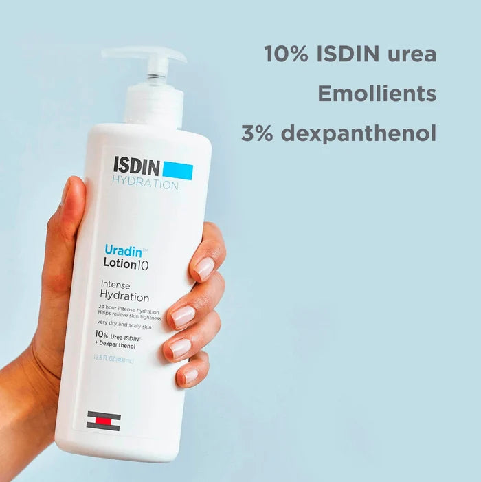 ISDIN Uradin Lotion 10 pump bottle with 10% urea and 3% dexpanthenol