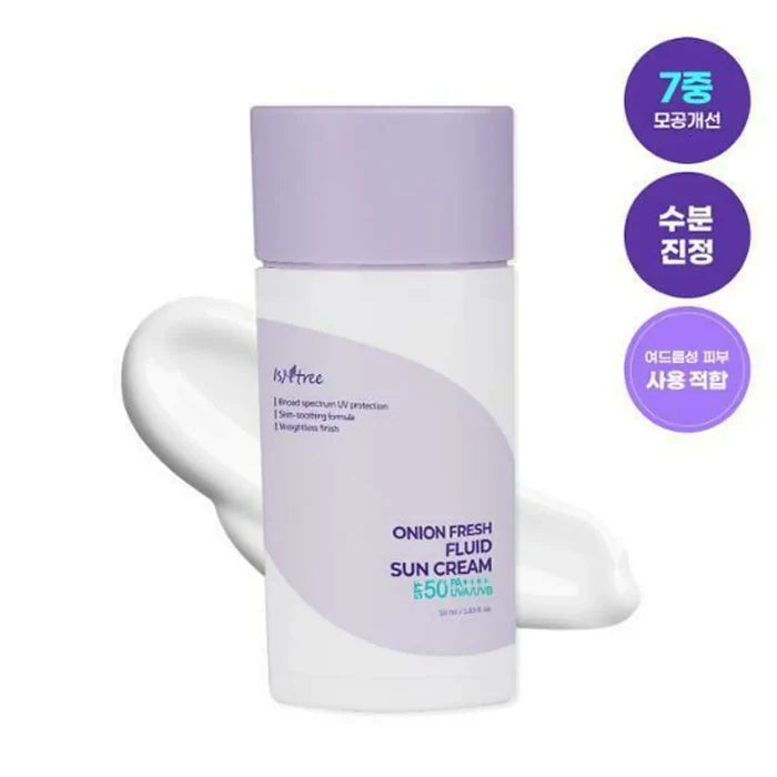 ISNTREE ONION FRESH FLUID SUN CREAM 50+ SPF PA+++ واقي الشمس الكريمي بالبصل من ازنتري