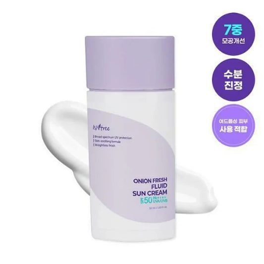ISNTREE ONION FRESH FLUID SUN CREAM 50+ SPF PA+++ واقي الشمس الكريمي بالبصل من ازنتري