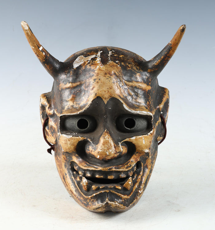 Japanese Antique Noh Mask Hannya Paper Clay Product Tsushima