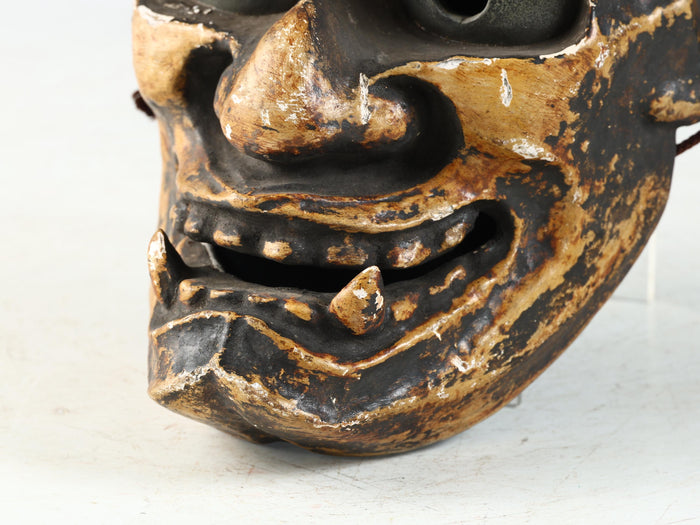 Japanese Antique Noh Mask Hannya Paper Clay Product Tsushima