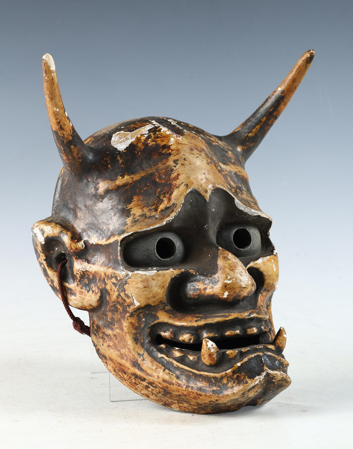Japanese Antique Noh Mask Hannya Paper Clay Product Tsushima