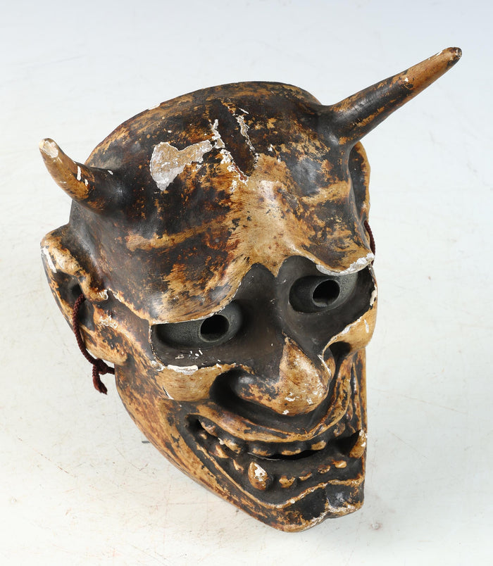 Japanese Antique Noh Mask Hannya Paper Clay Product Tsushima