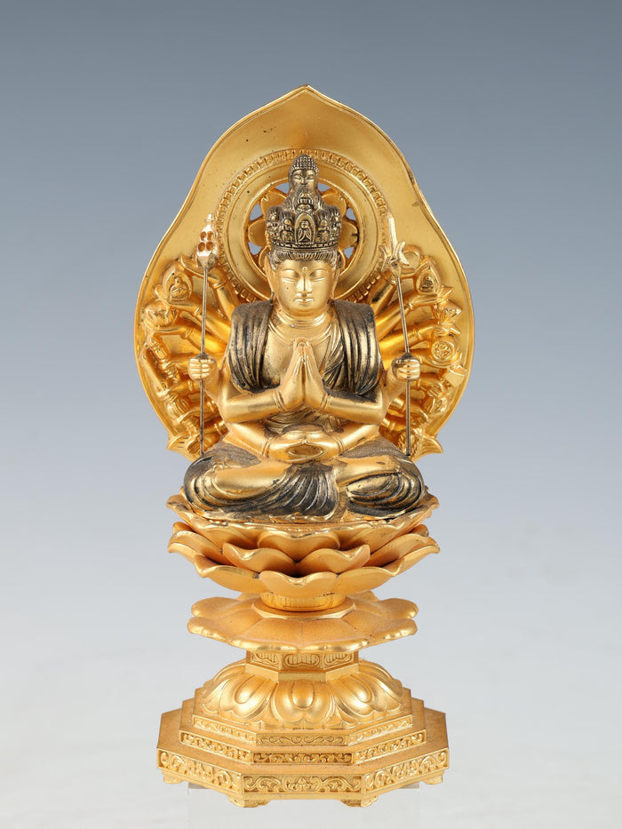 Japanese Old Vintage Buddhism -Senju Kannon Bodhisattva- High Quality Iron Figure