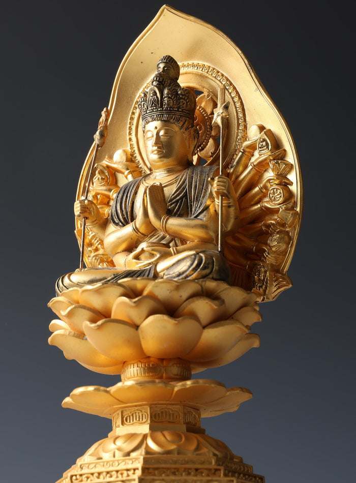 Japanese Old Vintage Buddhism -Senju Kannon Bodhisattva- High Quality Iron Figure