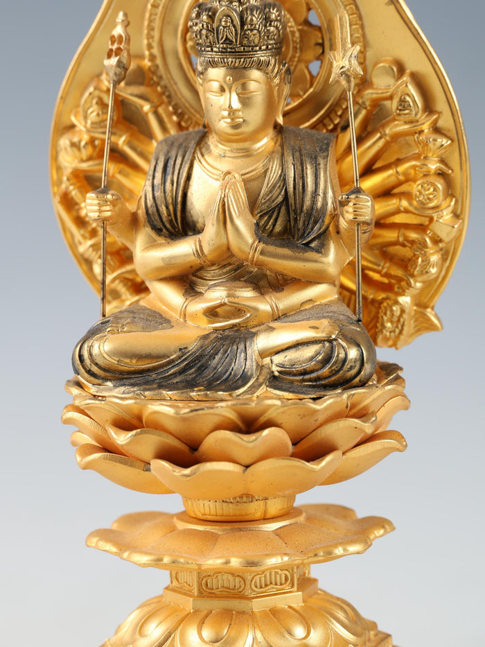 Japanese Old Vintage Buddhism -Senju Kannon Bodhisattva- High Quality Iron Figure