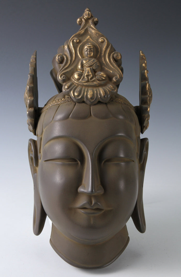 Japanese Plaster Dream Guanyin Mask  Showa Era Buddhism Plaque