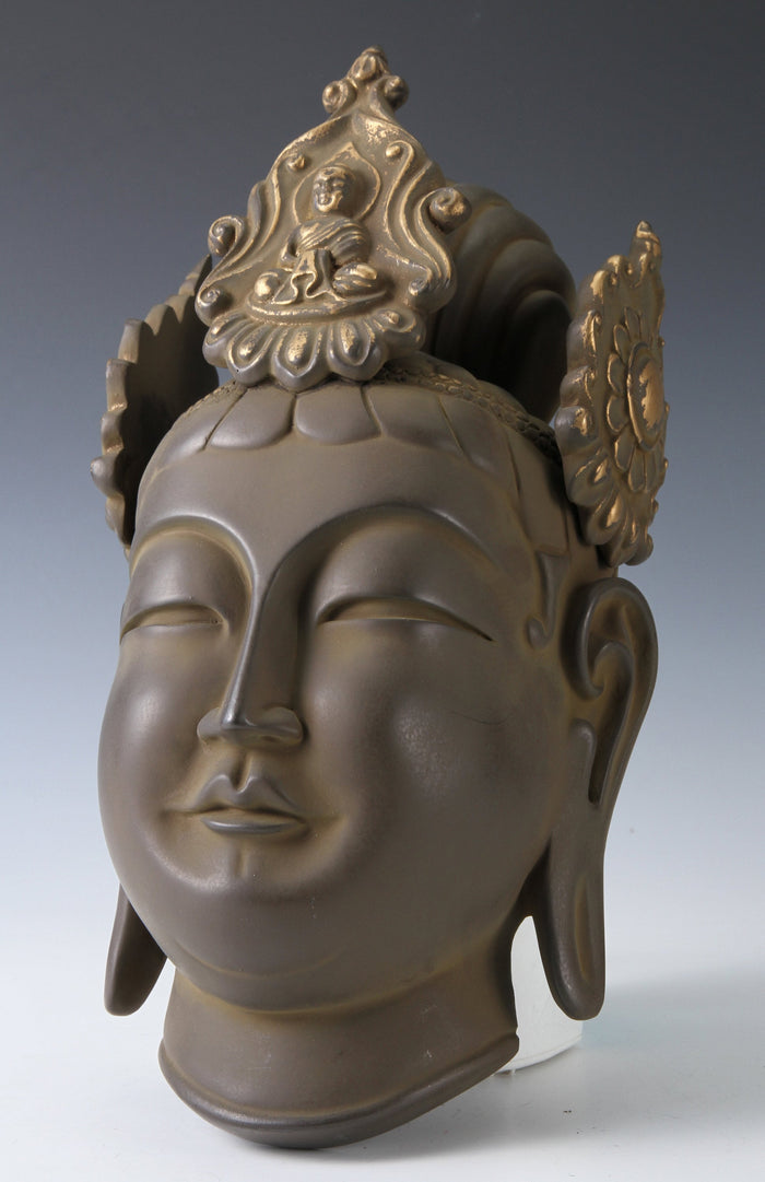Japanese Plaster Dream Guanyin Mask  Showa Era Buddhism Plaque
