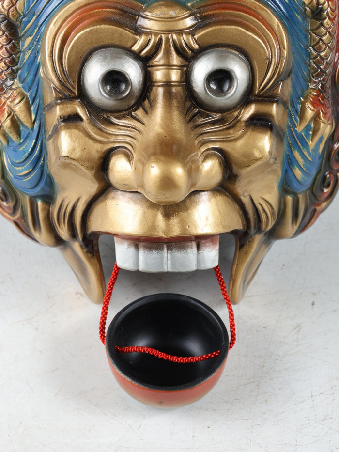 Japanese Plaster Lanling King Mask - Showa Era Buddhism Plaque
