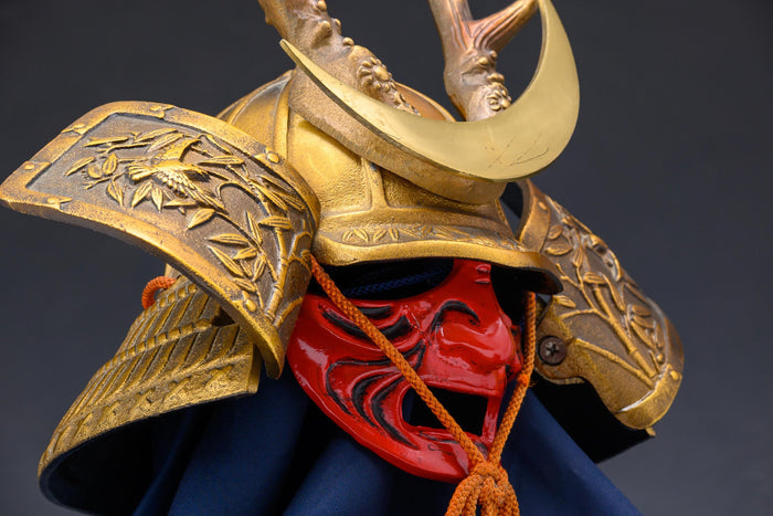 Japanese Samurai Helmet Middle Size  -Shikanosuke Kabuto with a Mask- Tsushima
