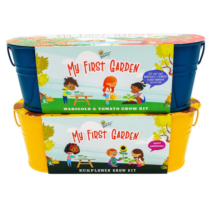 Kids My First Garden Grow Kit | Tomato & Marigold, Sunflower (2 Pack)