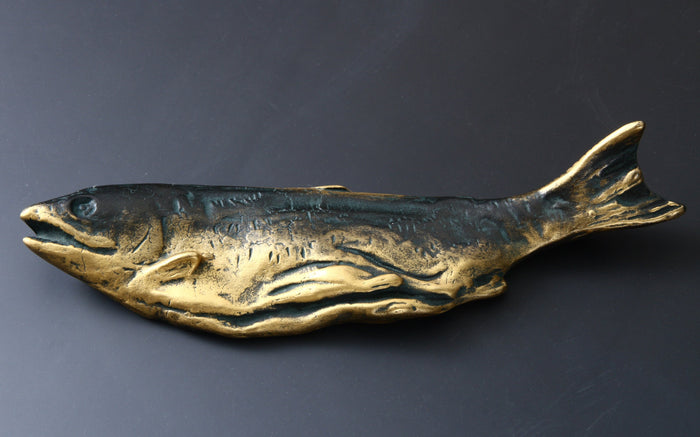 Kitamura Seibo Bronze Salmon Paperweight - Showa Era Japanese Art