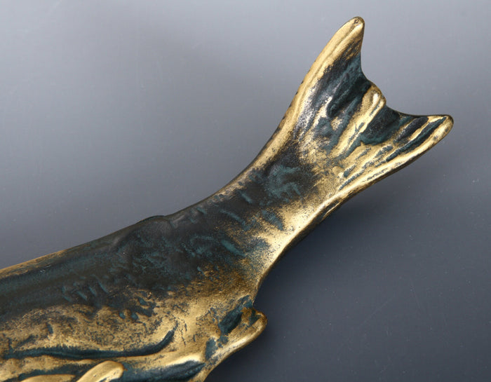 Kitamura Seibo Bronze Salmon Paperweight - Showa Era Japanese Art