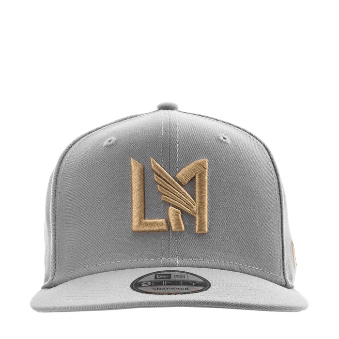Gray baseball cap with LAFC gold emblem on front panel and flat brim