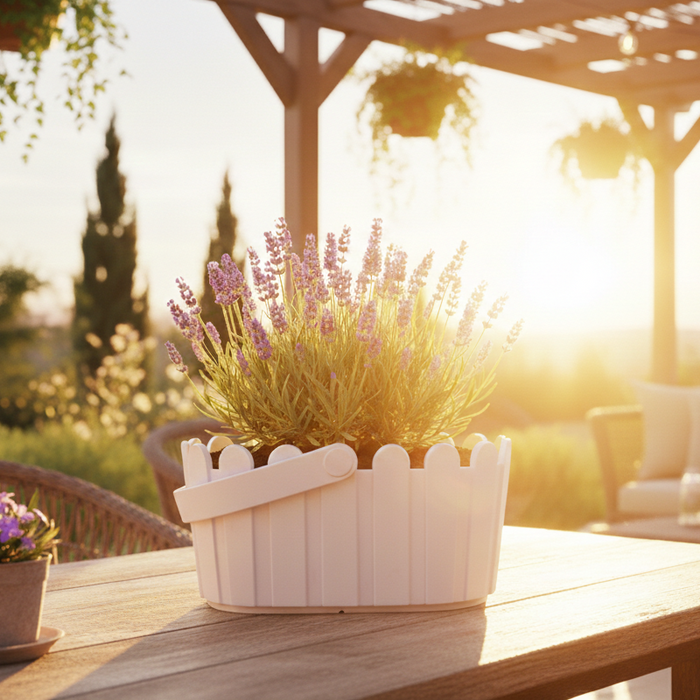 Lavender Grow Kit | White Basket Planter