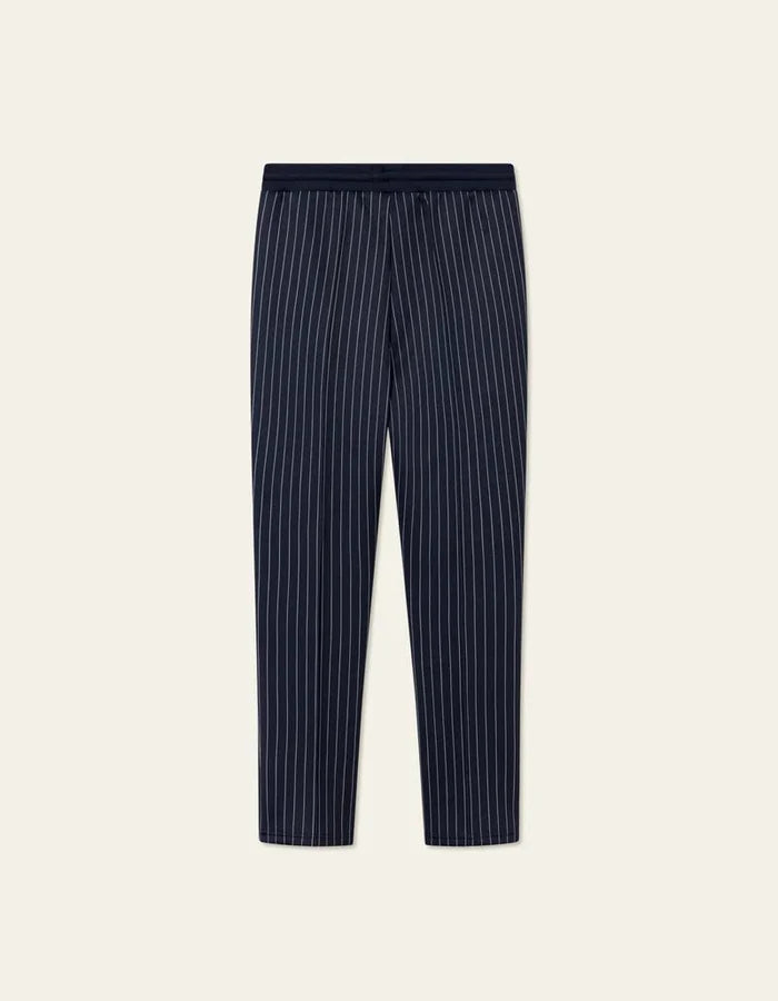 Les Deux - Ballier Casual Pinstripe Track Pants - Dark Navy & Light Ivory - Pantalons et Shorts - LDM530057