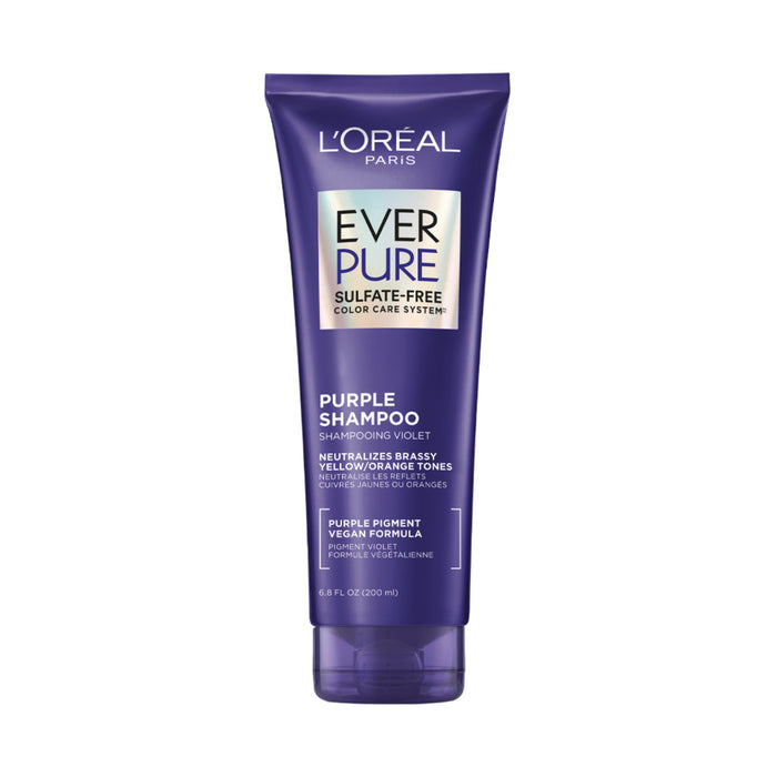LOREAL PARIS Ever Pure Sulfate Free Purple Shampoo شامبو لورِيال باريس  لتوحيد اللون وتقليل الاصفرار في الشعر الأشقر