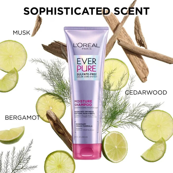 LOREAL PARIS EverPure Moisture Sulfate Free Shampoo for Dry Hair شامبو لوريال باريس لترطيب الشعر الجاف