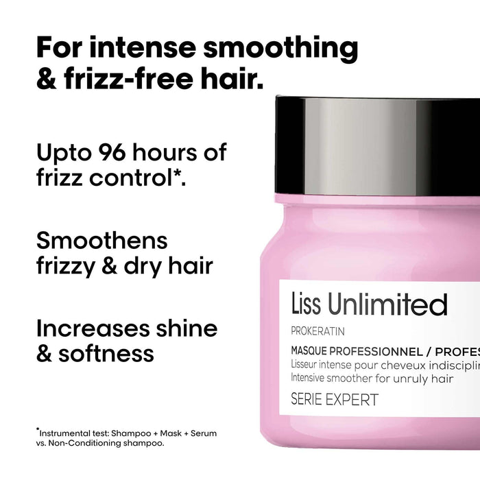 L'Oréal Professionnel Liss Unlimited Mask, Upto 96 hours of frizz control, With Pro-Keratin (250gm)
