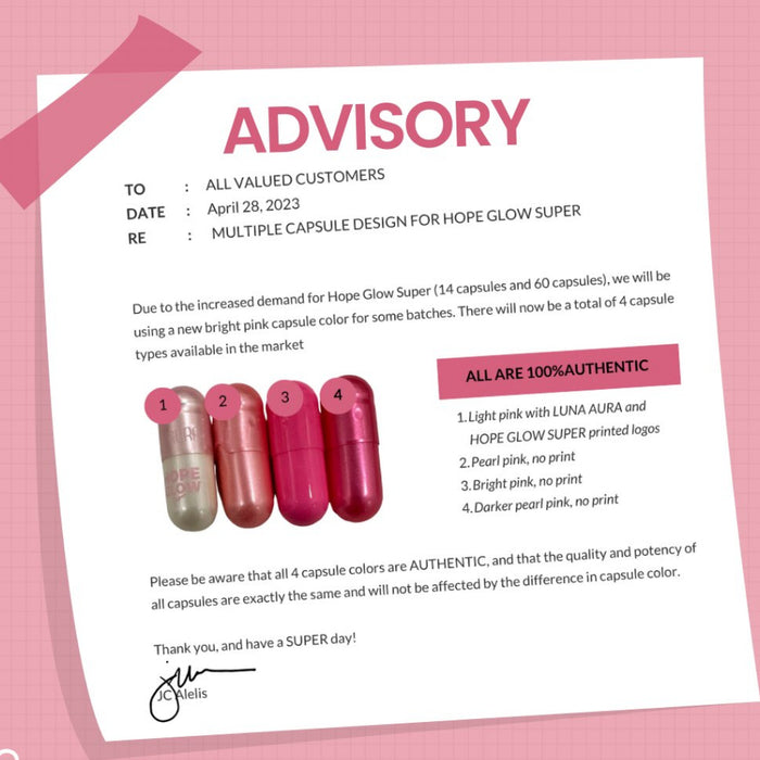 Luna Aura Hope Glow Glutathione 30 caps in pouch