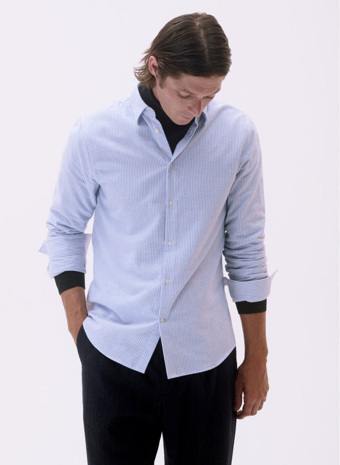 Maison Standards - Chemise Peter Flanelle rayée - Bleu - Chemises - H223C001TIR19