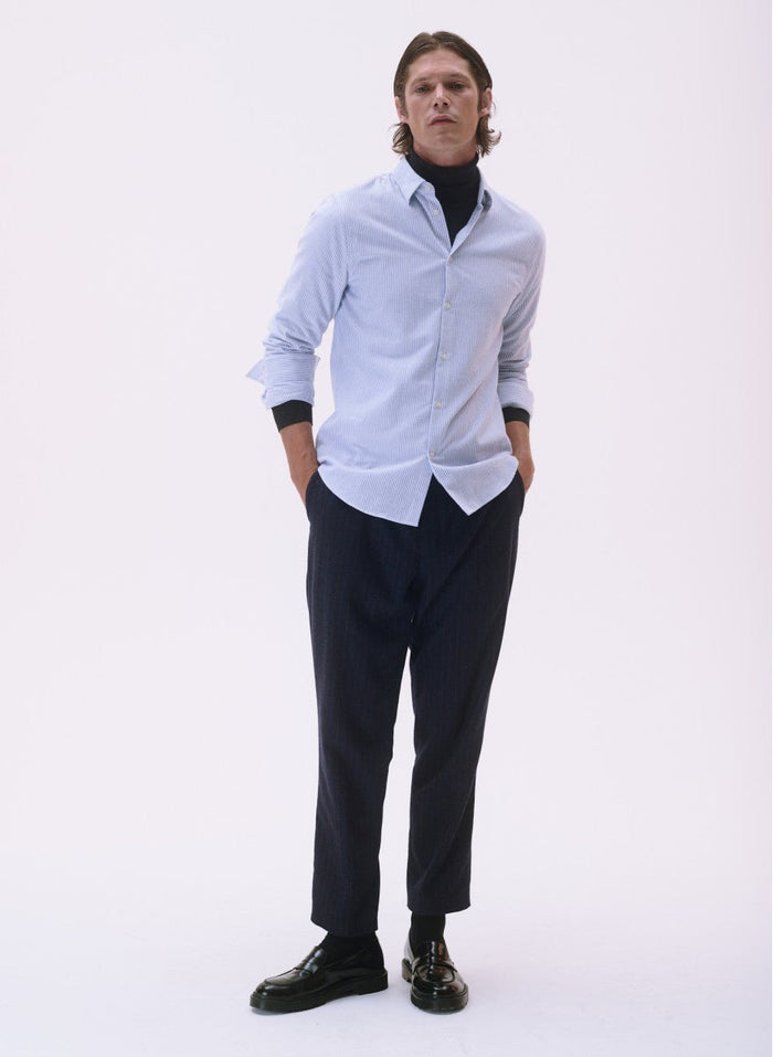 Maison Standards - Chemise Peter Flanelle rayée - Bleu - Chemises - H223C001TIR19