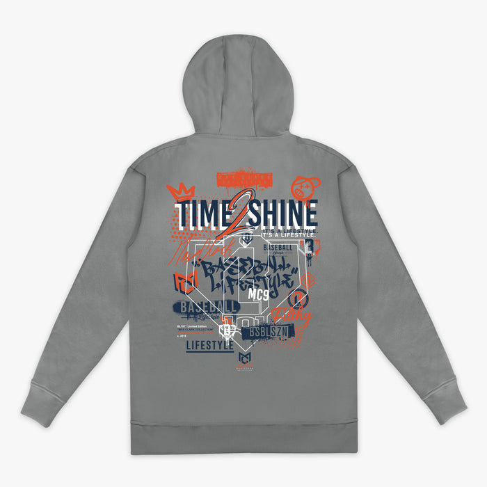 Gray Max Clark hoodie — back view