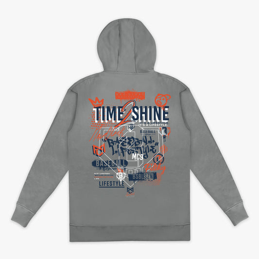 Gray Max Clark hoodie — back view