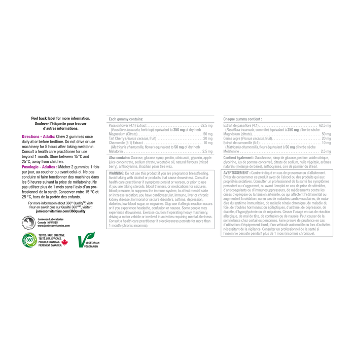 31001334 Jamieson Melatonin Magnesium Gummy, Mixed Berry, 60 ct 9996_R2024_GUM_Melatonin+Magnesium_MixedBerry_300cc_NFP