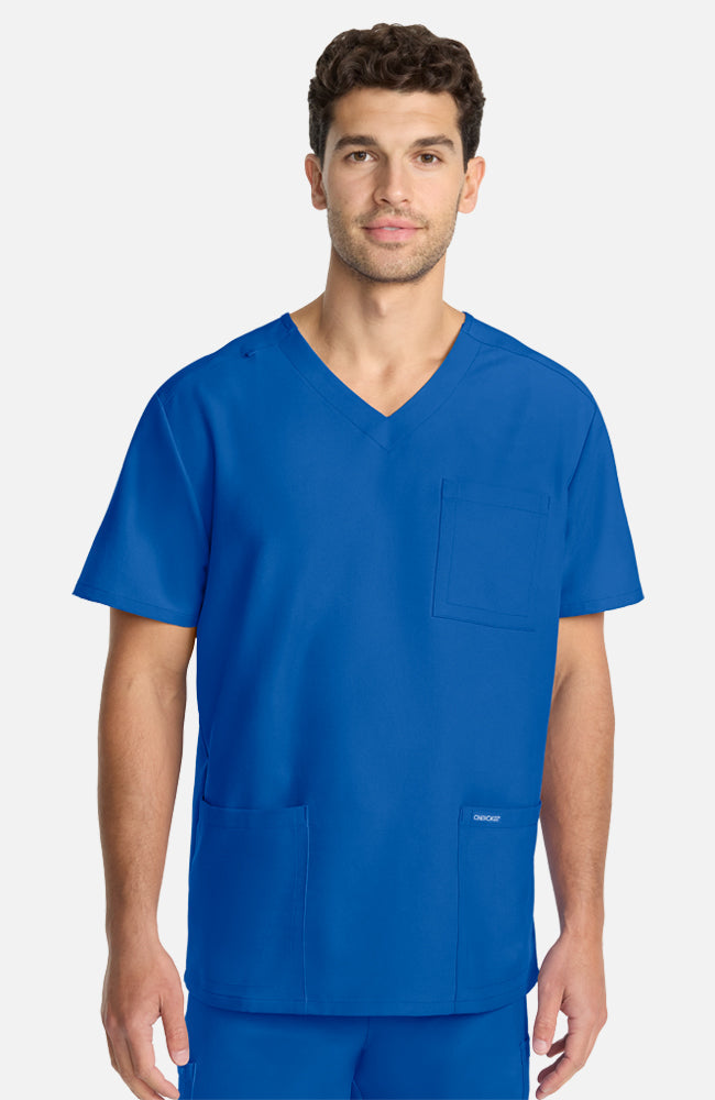 Men's Scrub Set: 3-Pocket V-Neck Scrub Top & Zip Fly Cargo Straight Leg Scrub Pant