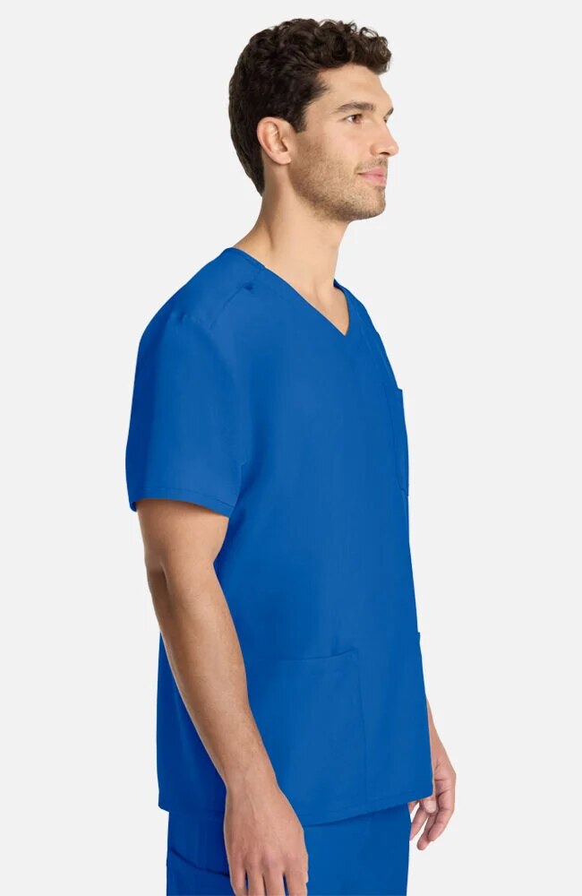 Men's Scrub Set: 3-Pocket V-Neck Scrub Top & Zip Fly Cargo Straight Leg Scrub Pant