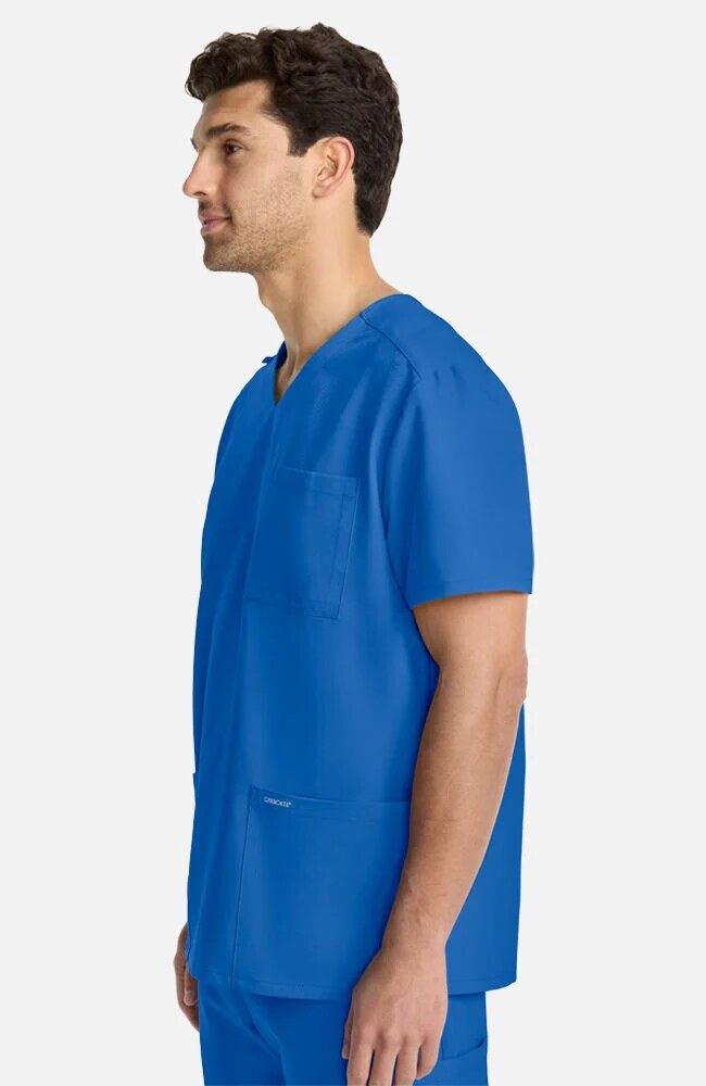 Men's Scrub Set: 3-Pocket V-Neck Scrub Top & Zip Fly Cargo Straight Leg Scrub Pant